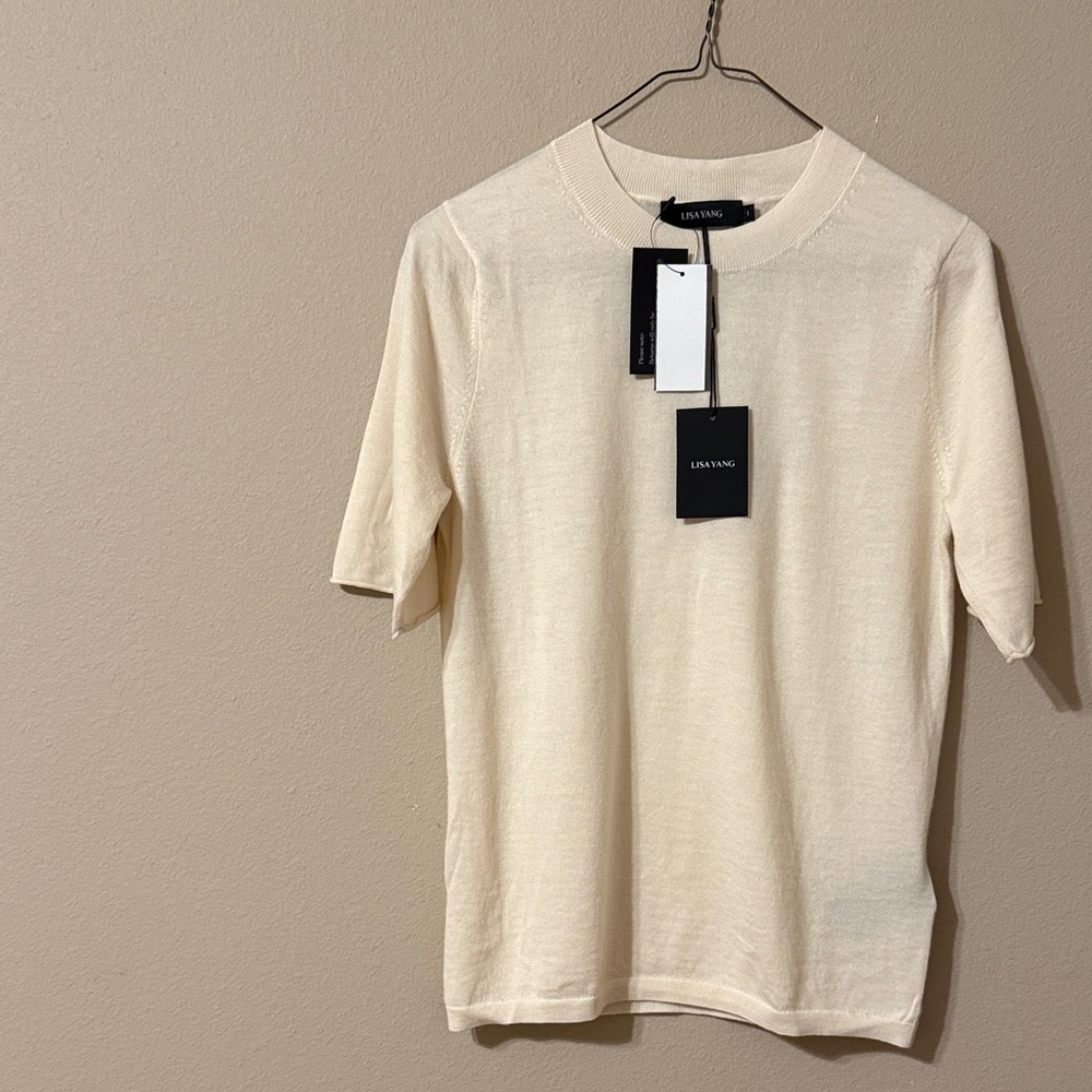 NWT Lisa Yang piper cashmere teeLuxe Beige Short Sleeve Tee